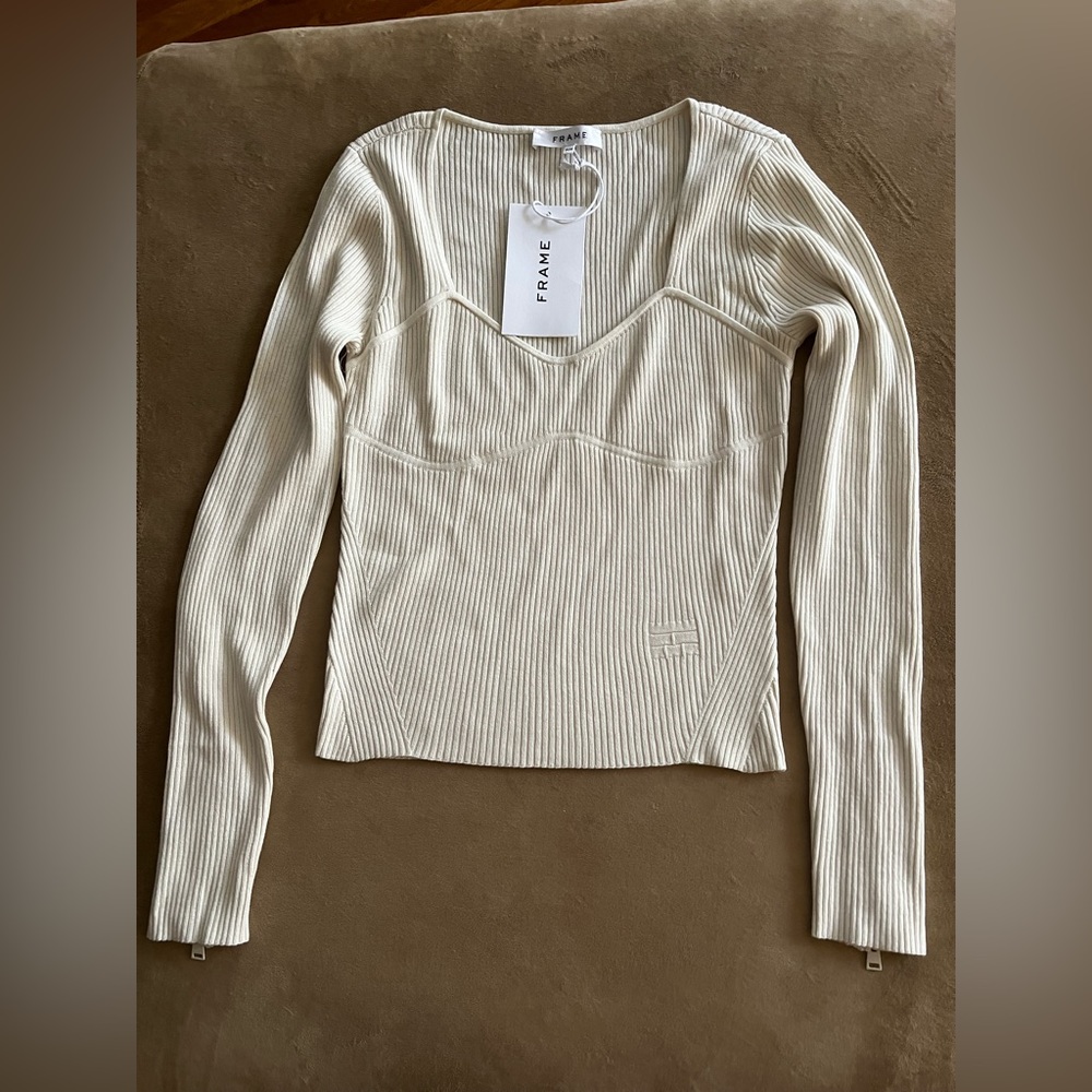 FRAME brand new with tags ribbed long sleeve zip top.